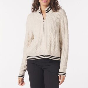 Gylder Leisure Cable Knit Zip Up: Oatmilk/Black BRAND NEW NEVER WORN